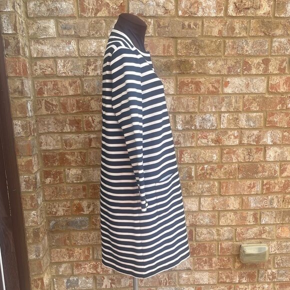 Kate Spade Broome Street Striped Navy Blue Dress with Front Pockets Size M - Picture 4 of 6